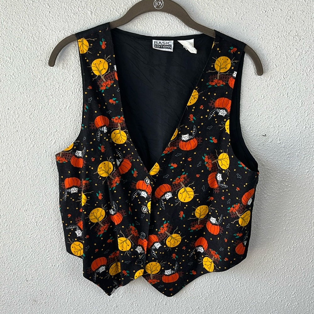 90’s Vintage Basic Edition Halloween Ghost and Pumpkin Vest Size Large